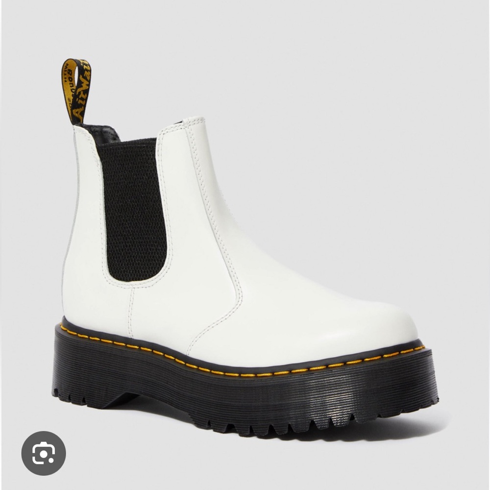 Dr. Martens White Leather Platform Chelsea Boots